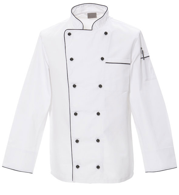 Kochjacke weiß Raspel schwarz Kochkleidung Arbeitskleidung Gastronomie Küche 
